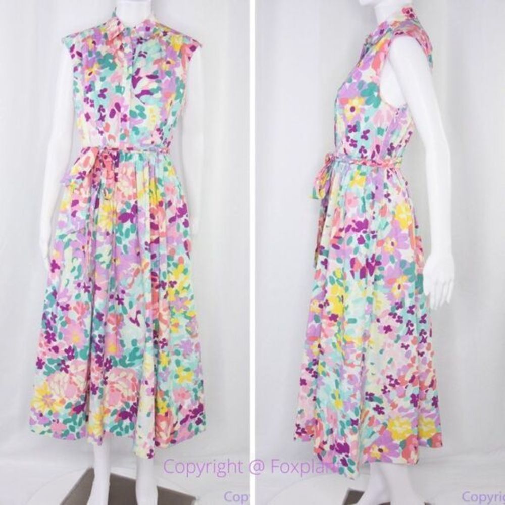 NWT kate spade Painted Petals Floral Cotton Shirtdress, Pastel - Picture 4 of 15